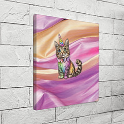 Холст квадратный Котенок в костюме единорога, цвет: 3D-принт — фото 2