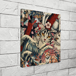 Холст квадратный Котики и рыбки в сакуре, цвет: 3D-принт — фото 2