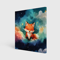 Холст квадратный Лисенок на облаках, цвет: 3D-принт
