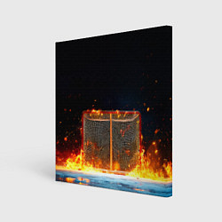 Холст квадратный Хоккейные ворота в огне, цвет: 3D-принт
