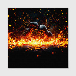 Холст квадратный Кикбоксеркие перчатки в огне, цвет: 3D-принт — фото 2