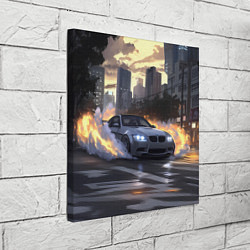 Холст квадратный БМВ в вечернем городе, цвет: 3D-принт — фото 2