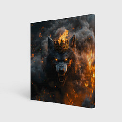 Холст квадратный Волк в огне, цвет: 3D-принт