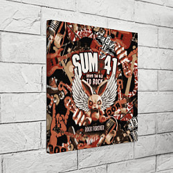 Холст квадратный Sum 41 на фоне кролика и гитар, цвет: 3D-принт — фото 2