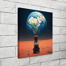 Холст квадратный Собачка и планета, цвет: 3D-принт — фото 2