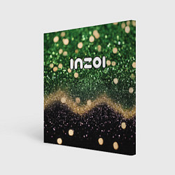Холст квадратный Inzoi лого на черно-зеленом фоне, цвет: 3D-принт