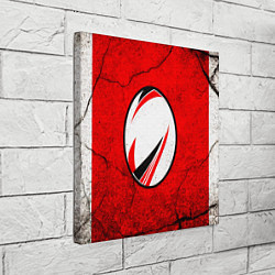 Холст квадратный Красно-белый мяч для регби, цвет: 3D-принт — фото 2