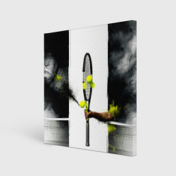 Холст квадратный Ракетка в черном дыму, цвет: 3D-принт