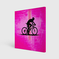 Холст квадратный Триатлонист на розовом, цвет: 3D-принт