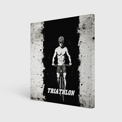 Холст квадратный Триатлонист на черно-белом, цвет: 3D-принт