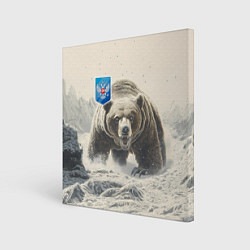 Картина квадратная Бурый медведь и герб РФ