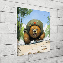 Холст квадратный Злой медведь со звездой СССР, цвет: 3D-принт — фото 2