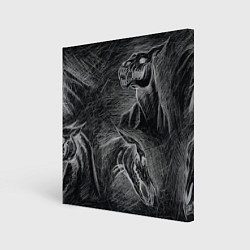 Холст квадратный Черепа лошадей - эскиз, цвет: 3D-принт