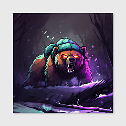 Холст квадратный Злой русский медведь в лесу, цвет: 3D-принт — фото 2
