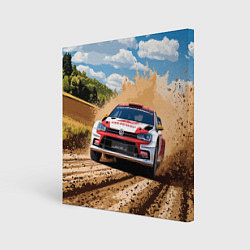Холст квадратный Ралли автомобиль, цвет: 3D-принт