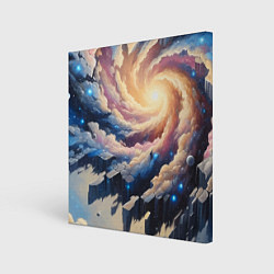 Холст квадратный Космическая галактика - нейроарт фантазия, цвет: 3D-принт