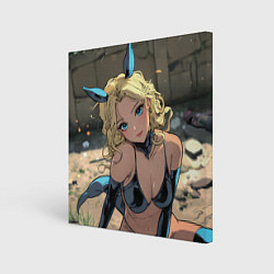 Холст квадратный Блондинка в костюме кошечки, цвет: 3D-принт