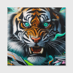 Холст квадратный Морда свирепого тигра - нейроарт, цвет: 3D-принт — фото 2