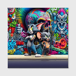 Холст квадратный Том и Джерри - панк не умер, цвет: 3D-принт — фото 2