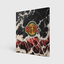 Холст квадратный ACDC ретро лого, цвет: 3D-принт