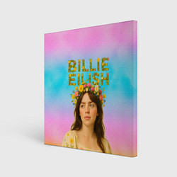 Холст квадратный Билли Айлиш с цветочным венком на голове, цвет: 3D-принт