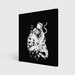 Холст квадратный Скелет с кружкой, цвет: 3D-принт