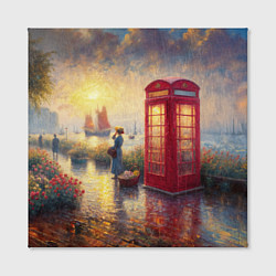 Холст квадратный Женщина у телефонной будки на набережной, цвет: 3D-принт — фото 2
