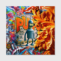 Холст квадратный Бендер сгибающий Родригес - граффити, цвет: 3D-принт — фото 2