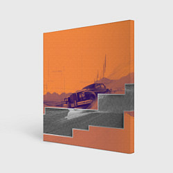 Картина квадратная Элитное авто в пустыни