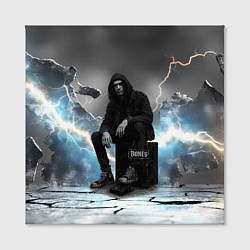 Холст квадратный Bones на фоне молний, цвет: 3D-принт — фото 2