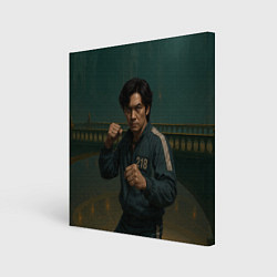 Холст квадратный Игрок 218 в боевой стойке, цвет: 3D-принт