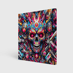 Холст квадратный Art cyber skull - ai art fantasy, цвет: 3D-принт