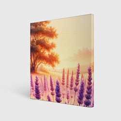 Холст квадратный Поле цветочное, цвет: 3D-принт