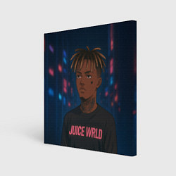 Холст квадратный Juice WRLD - Неоновый аниме арт, цвет: 3D-принт