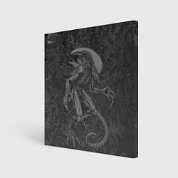 Холст квадратный Ксеноморф в серых тонах, цвет: 3D-принт