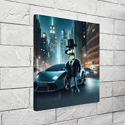 Холст квадратный Бендер рядом с Ламборджини - неоновый Нью-Йорк, цвет: 3D-принт — фото 2