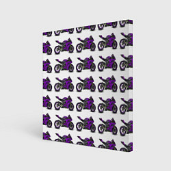 Холст квадратный Motorcycle purple, цвет: 3D-принт