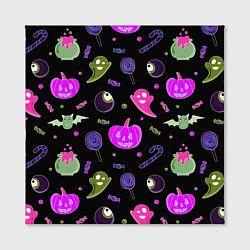 Холст квадратный Halloween pink black pumpkin, цвет: 3D-принт — фото 2