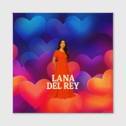 Холст квадратный Lana Del Rey на фоне сердечек, цвет: 3D-принт — фото 2