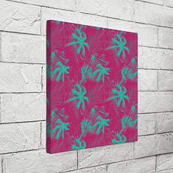 Холст квадратный Palm pink light blue, цвет: 3D-принт — фото 2