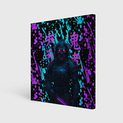 Холст квадратный Неоновый киберсамурай, цвет: 3D-принт