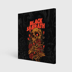 Холст квадратный Black Sabbath skeleton with roses, цвет: 3D-принт