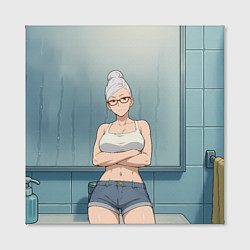 Холст квадратный Дандадан бабушка в ванной, цвет: 3D-принт — фото 2