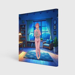 Холст квадратный Сиратори Айра хочет спать, цвет: 3D-принт