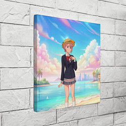 Холст квадратный Дандадан Сиратори Айра на берегу моря, цвет: 3D-принт — фото 2