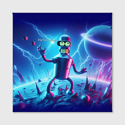 Холст квадратный Bender on neon planet - ai art fantasy, цвет: 3D-принт — фото 2