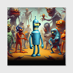 Холст квадратный Bender bending robot among the Monsters - ai art f, цвет: 3D-принт — фото 2