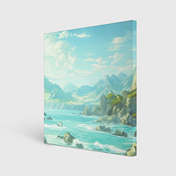 Холст квадратный Художественный берег со скалами, цвет: 3D-принт