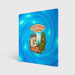 Холст квадратный Молоко и огурец - идеальная пара, цвет: 3D-принт