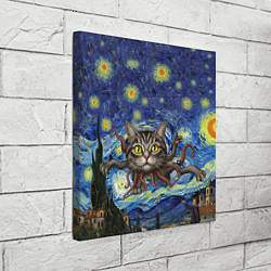 Холст квадратный Звездная ночь и кот монстр с щупальцами, цвет: 3D-принт — фото 2
